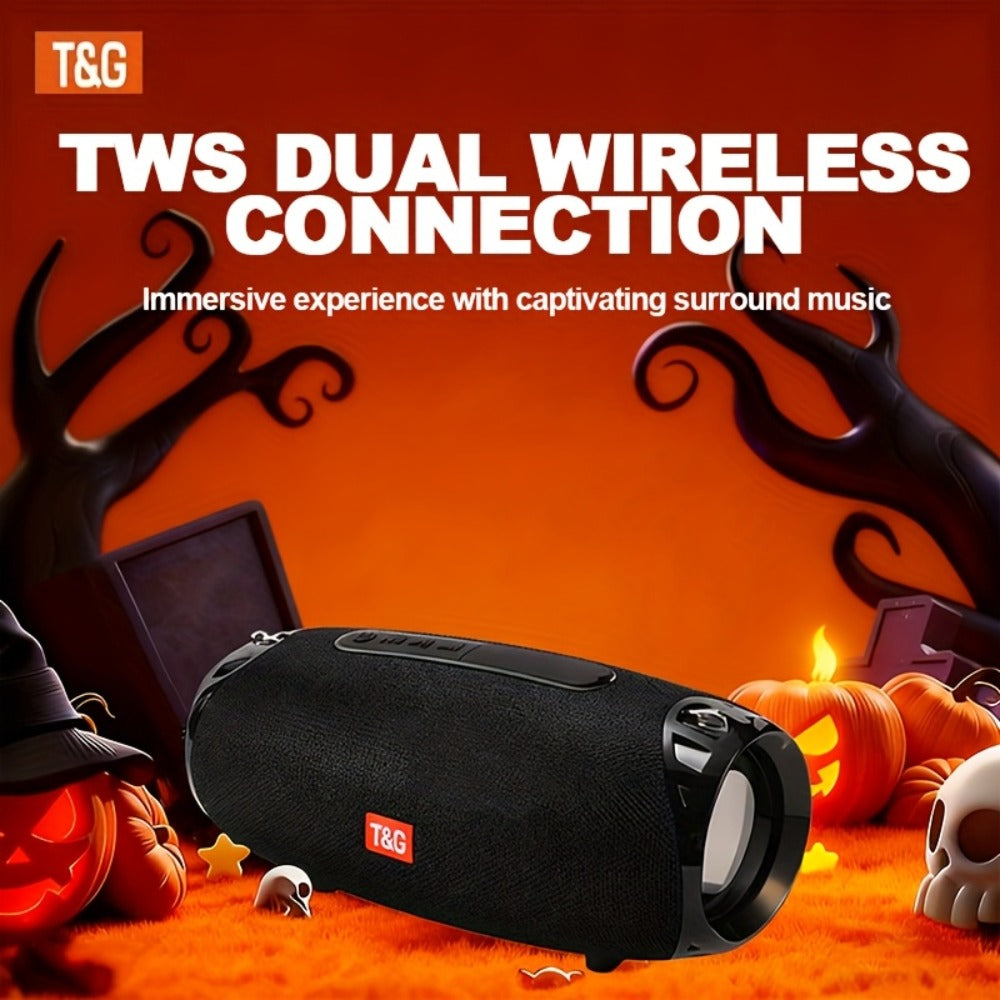 TG534 Dual Speaker Bluetooth Wireless Speaker – TWS Stereo Hi-Res Audio, Hands-Free Calling, FM Radio, TF Card & USB Drive Support, Compatible with Phone, Tablet & TV, Built-in Microphone