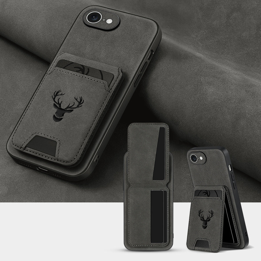 Wallet Phone Case for iPhone 16 Pro Max 16 Pro 16 Plus 16 15 14 13 12 11 Series Luxury PU Leather Flip Cover Card Holder Kickstand Magnetic Closure Moose Design – Men Women Gift