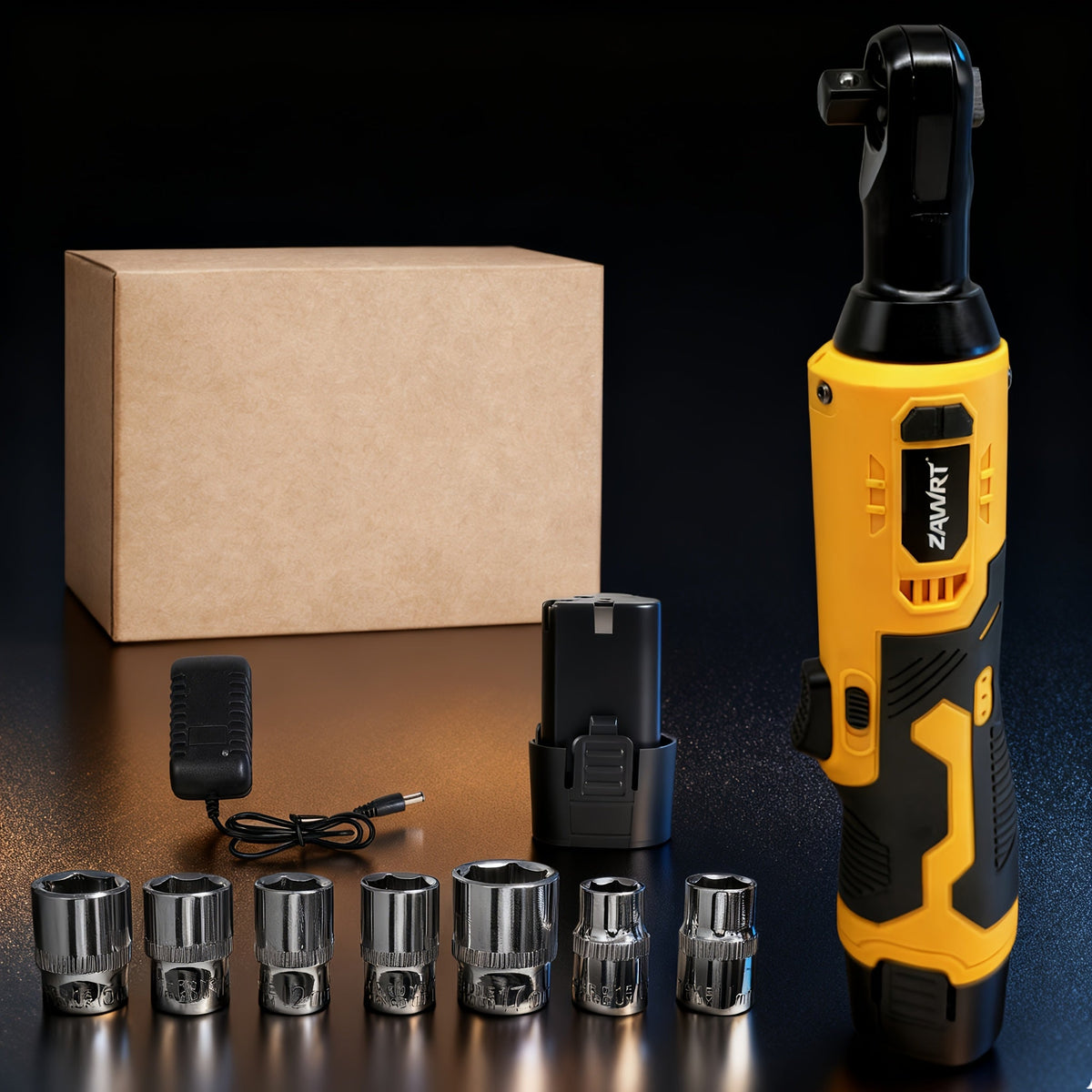Cordless Electric Ratchet Wrench Set 12V - 45Nm High Torque 3/8" Rechargeable Ratchet Wrench with Battery, Charger & Toolbox for Automotive Repair, Angle Frame Installation & Home Improvement (4 Colors)