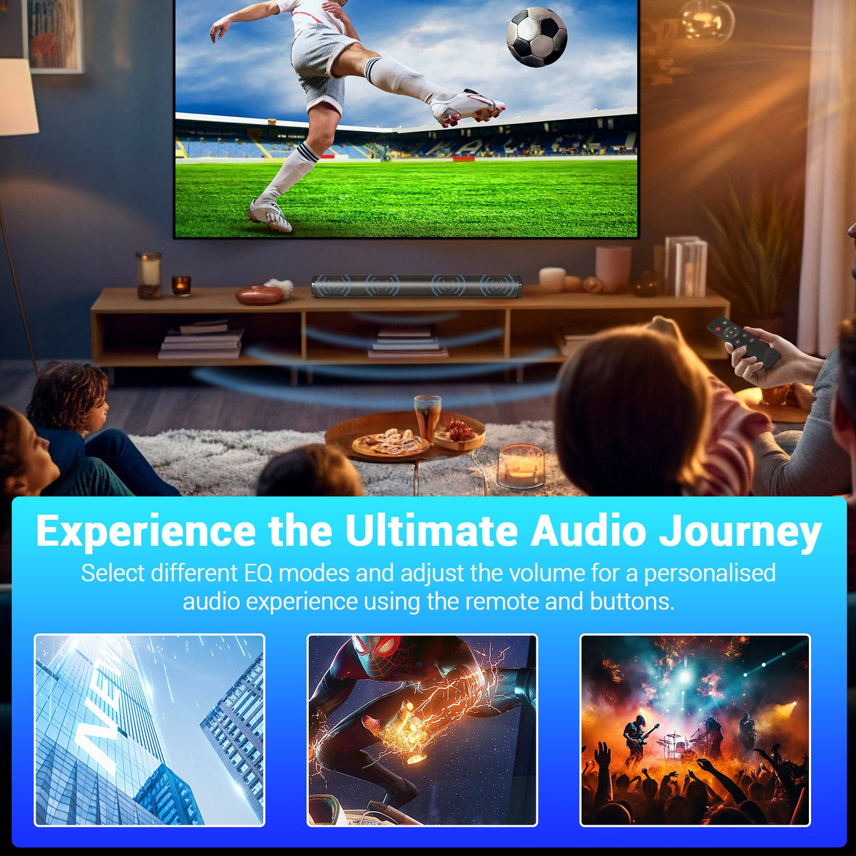 TV Soundbar Surround Sound System – Separable All-in-One Home Theater with 4x5W Magnetic Speakers, Echo Tube, Wireless & AUX Connection, TWS Pairing, Compatible with PC, Gaming & Projectors, Black