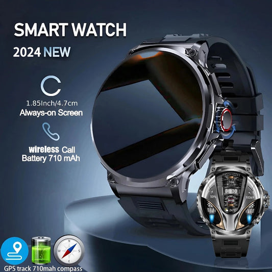 710mAh Long Battery Outdoor Sports Smartwatch for Men – 360x360 HD Screen Wireless Calling High-Quality Speaker Music Control Sports Tracking Sleep Monitor Dynamic Dial Silver Black Gift