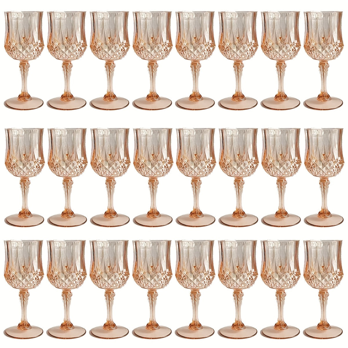 Plastic Wine Glasses 24 Pack – Colorful Shatterproof Goblets for Parties, Weddings & Events – Reusable Vintage-Style Stemmed Cups – Lightweight Bulk Drinkware in Pink, Gold, Blue, Rose Gold & Green