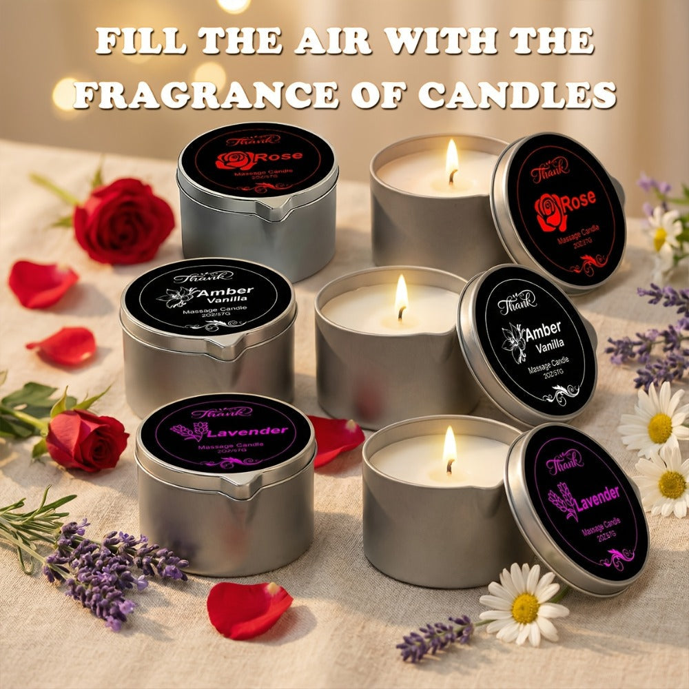 Massage Oil Candle 2-in-1 Soy Wax Scented Candle with Essential Oil — Moisturizing Warm Body Lotion for Spa Pedicure Relaxation Aromatherapy Gift for Women 2oz Multiple Scents