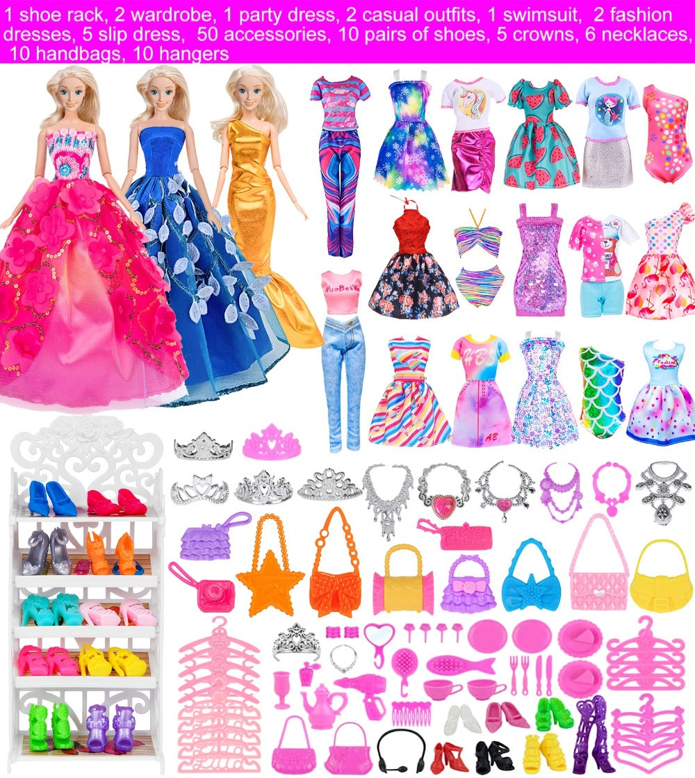 105-Piece Rose Doll Closet Playset for 11.5-Inch Fashion Dolls
