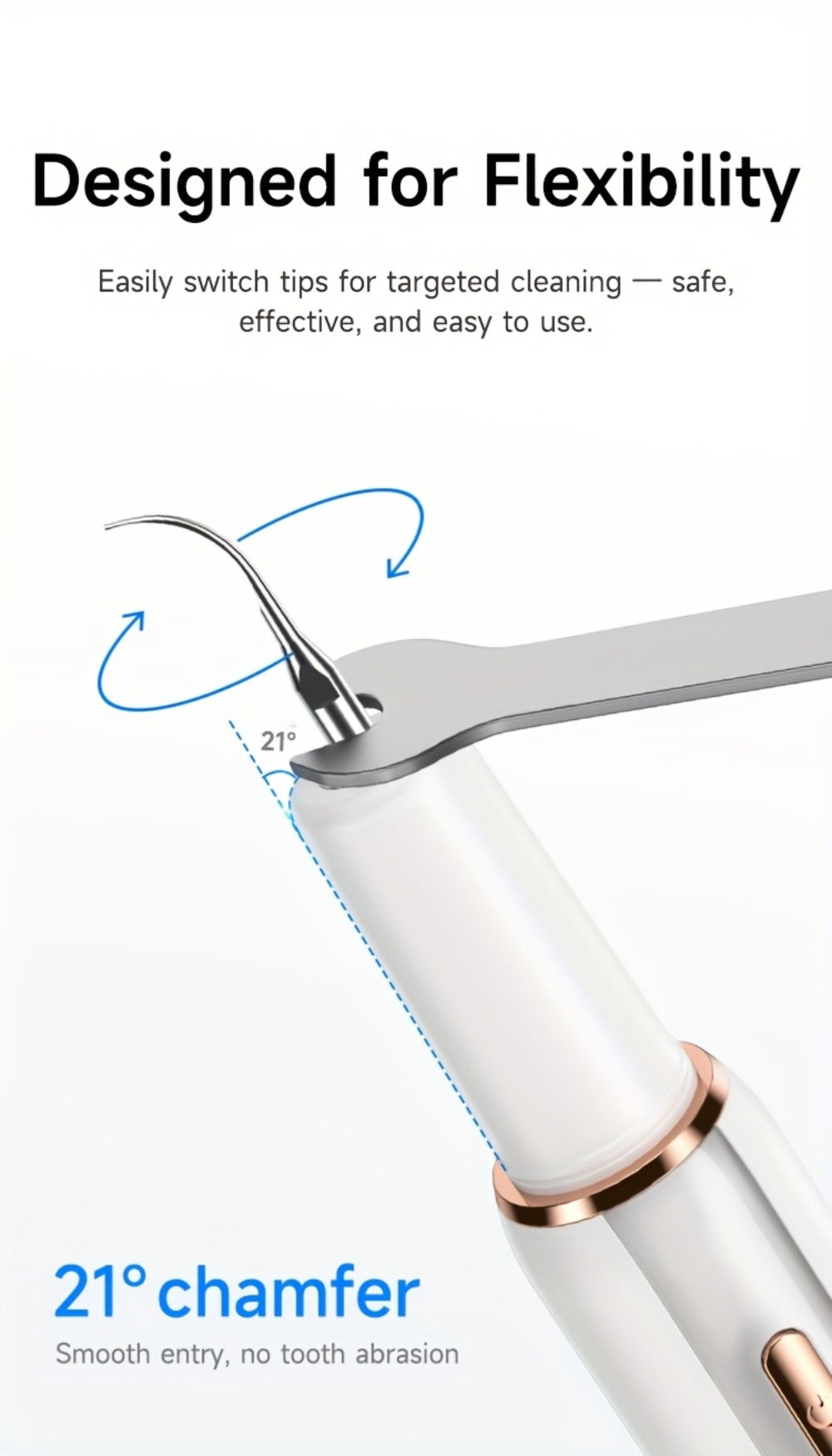 Electric Tooth Cleaner Tartar Remover Rechargeable - 5 Speed Modes, LED Light, USB Charging, 2 Replaceable Brush Heads, Dental Plaque Scraper for Teeth Whitening, Stain & Tartar Removal, Dental Mirror