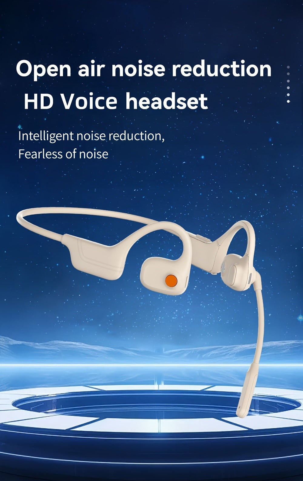 Open-Air Conduction Wireless Business Earphones Dual ENC Noise Canceling Microphones 10H Playtime for Calls Work Driving Online Meetings Outdoor Cycling Cream Black