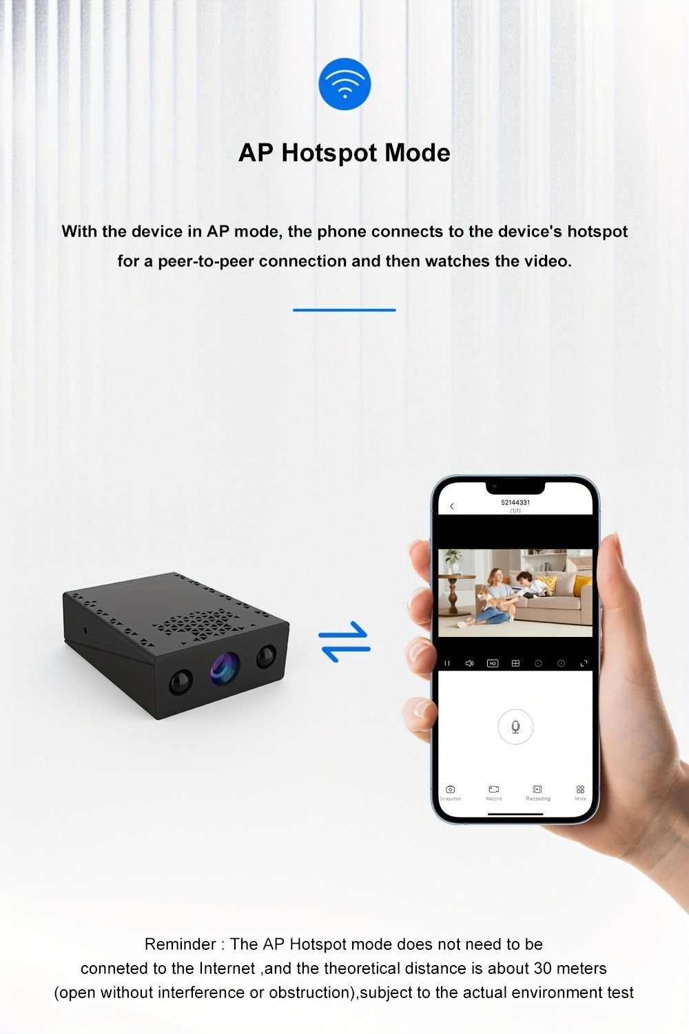 Mini Security Camera No WiFi No Internet Needed, Full HD 1080P Wireless Indoor Camera Built-In AP Hotspot, Night Vision, Motion Detection, Voice Recording, Cloud Storage – Home Garage Baby Pet Monitor