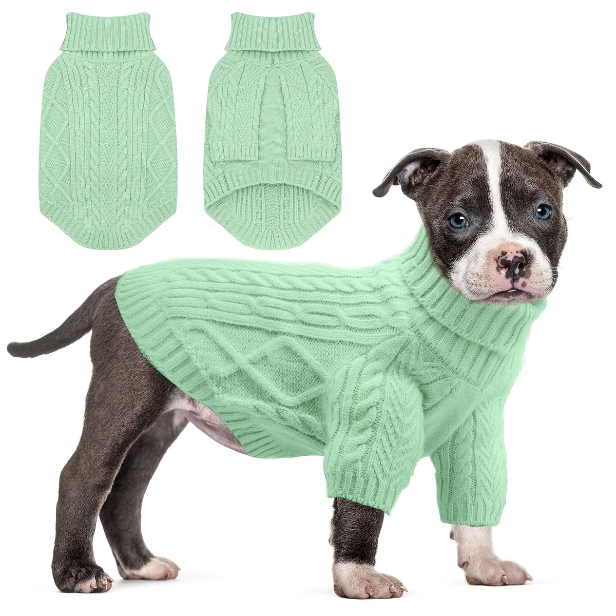 Dog Sweater Turtleneck Warm Knit Pullover with Soft Long Sleeves for Small Medium Breeds, All-Season Machine Washable Pet Sweater for Chihuahuas Bulldogs Dachshunds, Sizes XS S M L XL, Pink Violet Light Purple Light Green Greenish Yellow