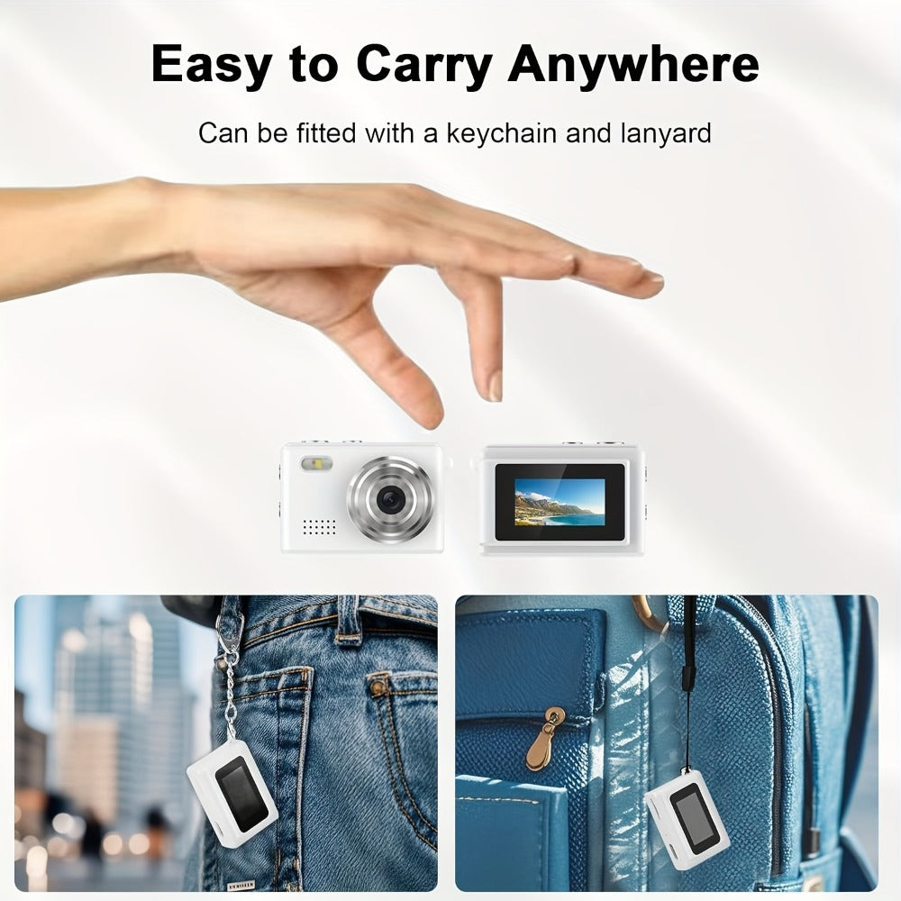 Keychain Mini Digital Camera 16X Zoom Autofocus & Shock-Proof | 2.8-Inch Screen Point-and-Shoot Cam for Travel & Vlog – Ideal Birthday Gift for Adults, Friends & Beginners