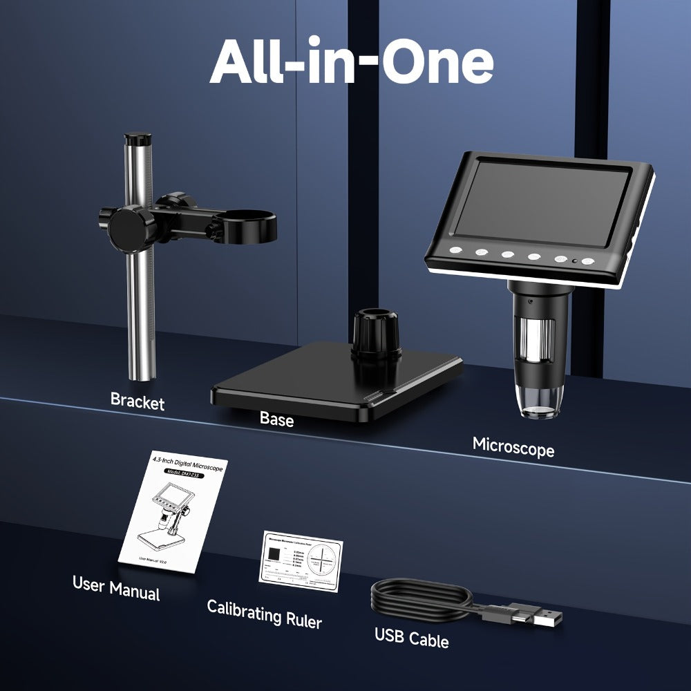 Digital Coin Microscope 4.3 Inch IPS Screen for Adults Coin Magnifier with 8 LED Lights 32GB Memory Card Windows Compatible for Coin Collecting Jewelry Inspection STEM Education