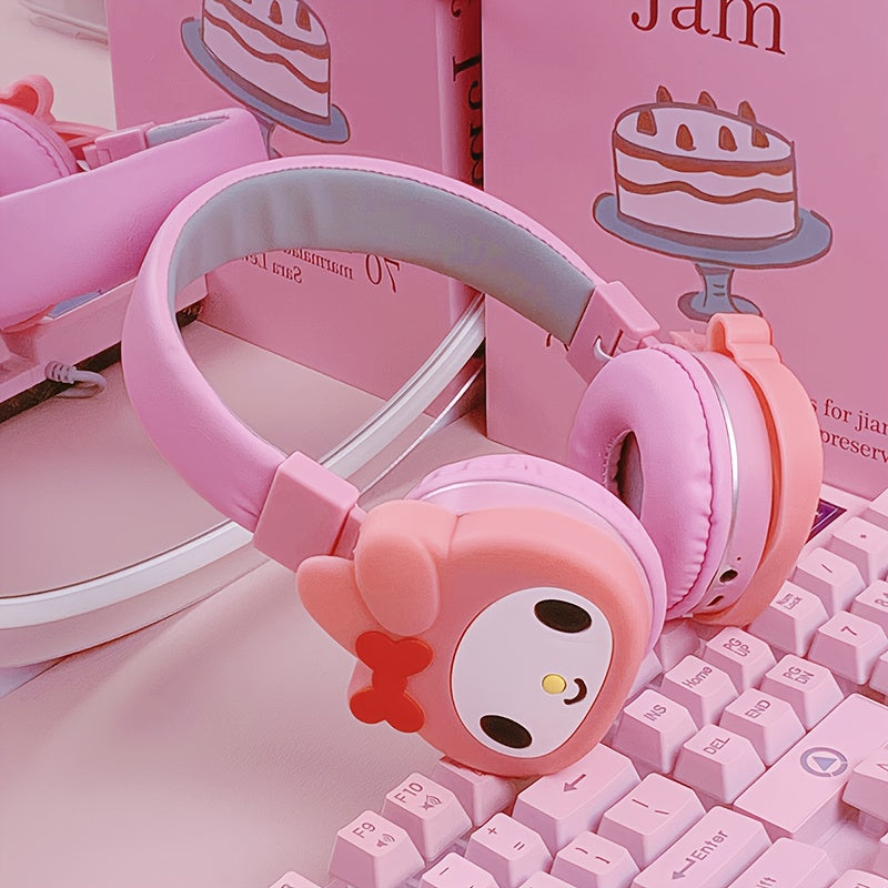 Sanrio Kuromi My Melody Cute Wireless Headset Foldable Portable Smart Call Anime Design for Daily Sports Learning Festival Gift for Girls Teens My Melody Black Kuromi Red