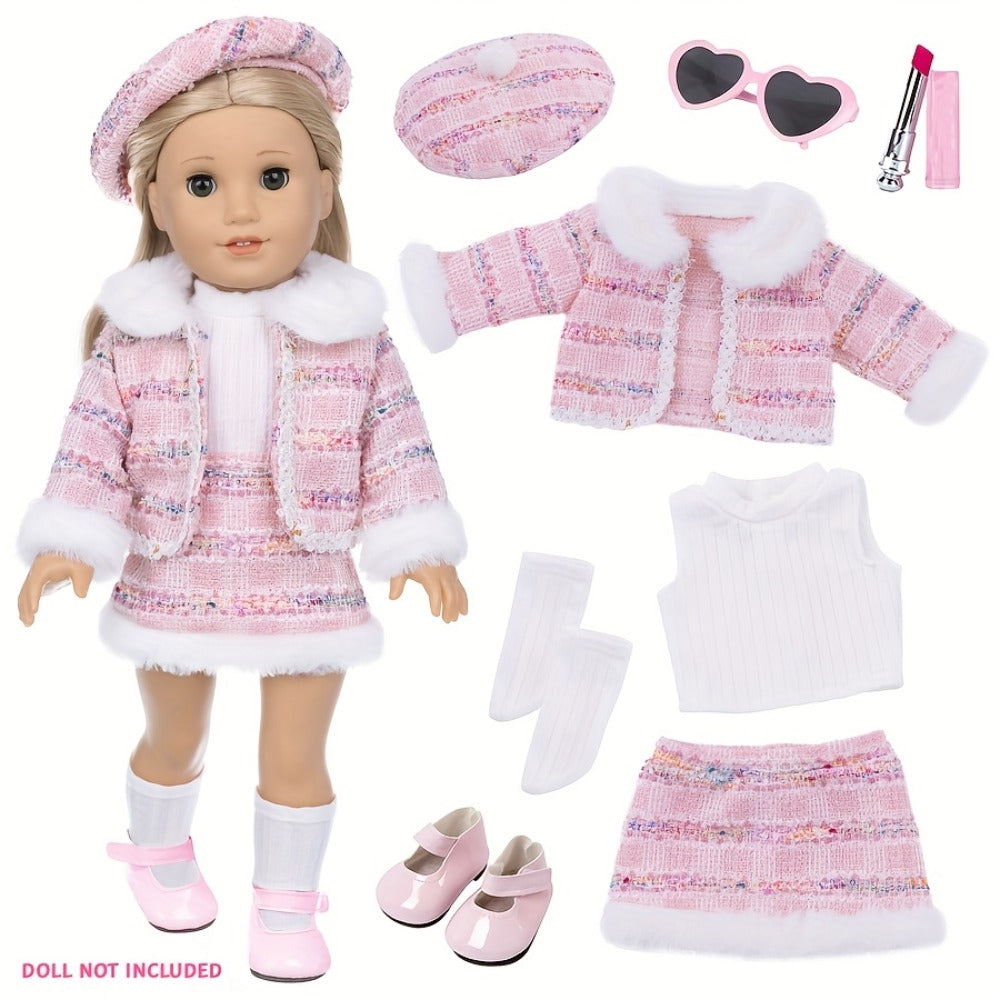 Knitted Doll Clothes Set for 16-18 Inch Dolls with Shoes and Accessories