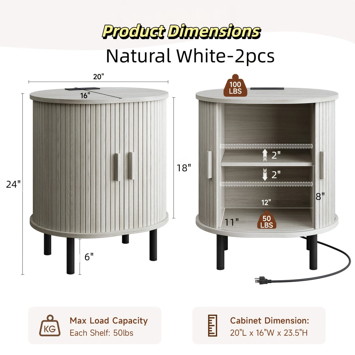 End Table shown in the Natural White-2pcs option