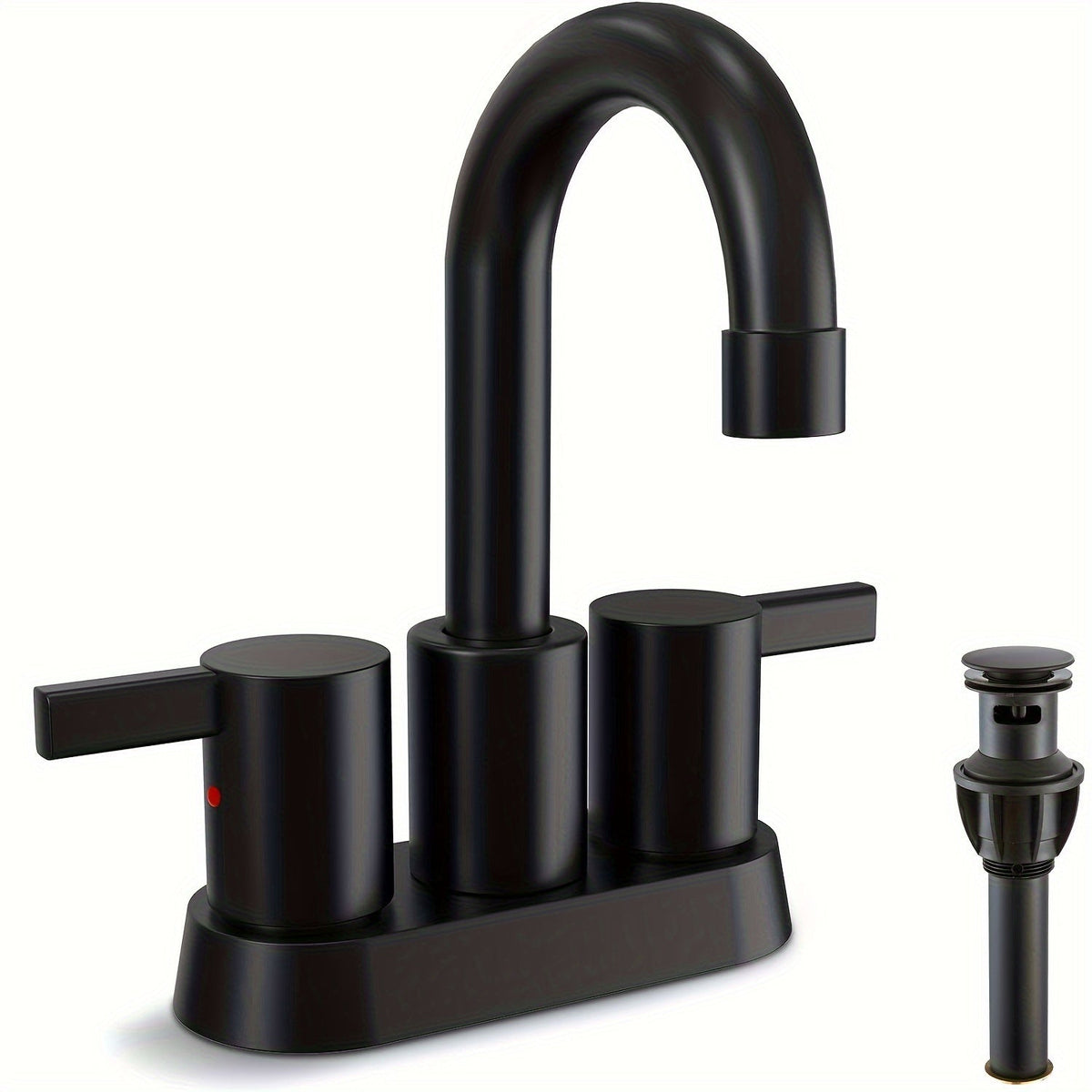 Bathroom Faucet 4-Inch 2-Handle Centerset – 360° Swivel Spout, Pop-Up Drain & Supply Lines Included, 2-3 Hole Vanity Sink Faucet for RV & Home, Brushed Gold, Matte Black, Nickel & Chrome