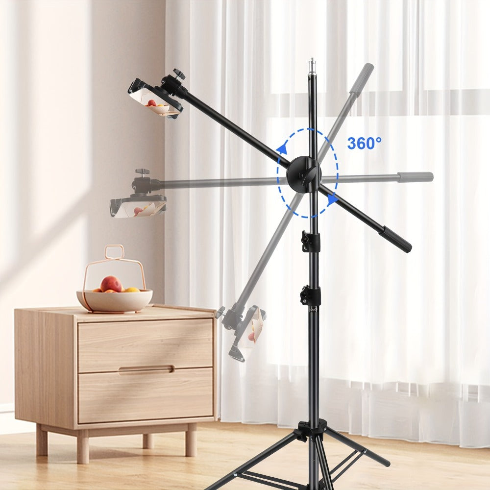 62 Inch Overhead Phone Tripod with Travel Bag – Adjustable Top-Down Bird Eye View Phone Holder & Desktop Stand for Cooking Tutorials, Drawing, Online Teaching, Live Streaming & Flat Lay Photography