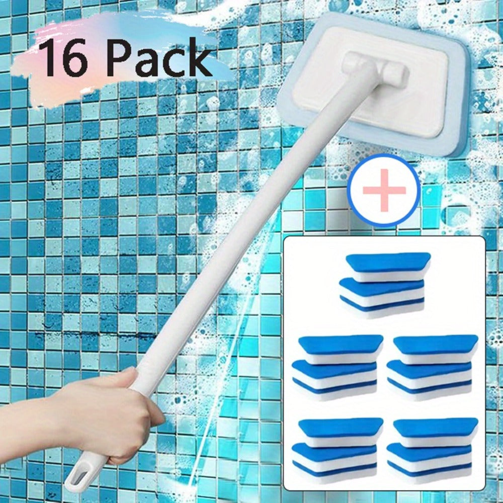 Shower Cleaning Brush Set with Replaceable Heads 7/11/16pcs - Bathtub Brush Wall Tile Brush Floor Brush Window Glass Cleaner, Detachable Decontamination Scrubber for Bathroom Shower Grout & Tub