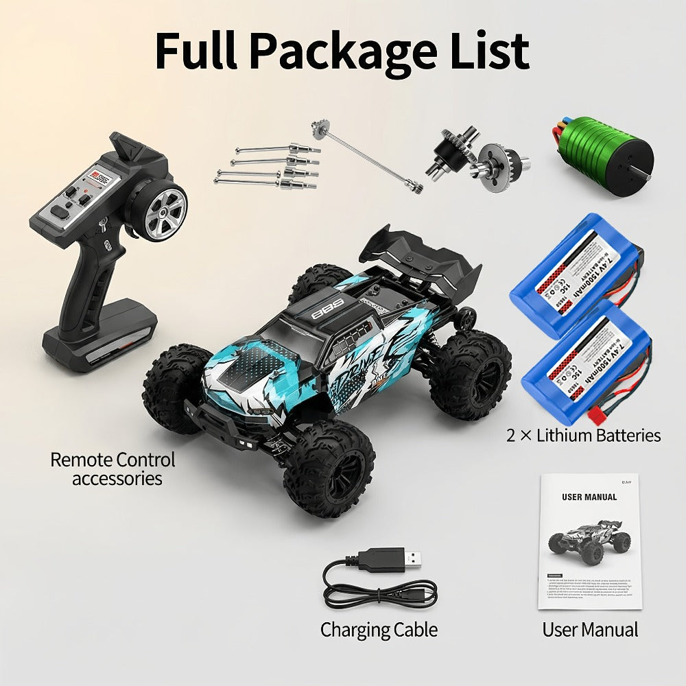 4WD RC Off-Road Car with Brushed or Brushless Dual-Battery Options