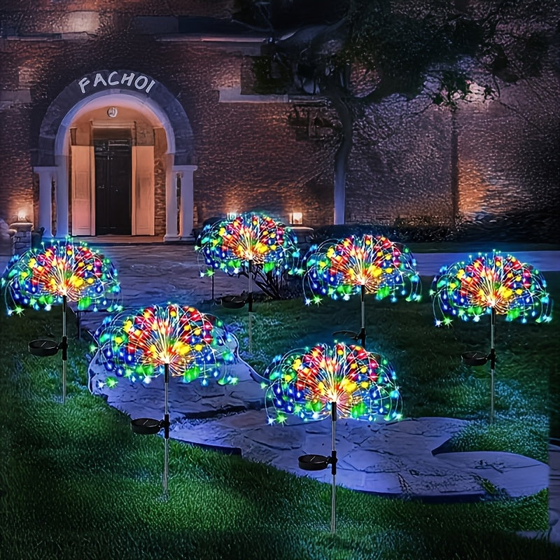 Solar Firework Lights Outdoor Smart Sensor 8 Modes – 90 280 420 520 LED Garden Starburst Lights for Patio Walkway Pathway Party Wedding Warm White Multicolor 1 4 6 8 12 Pack