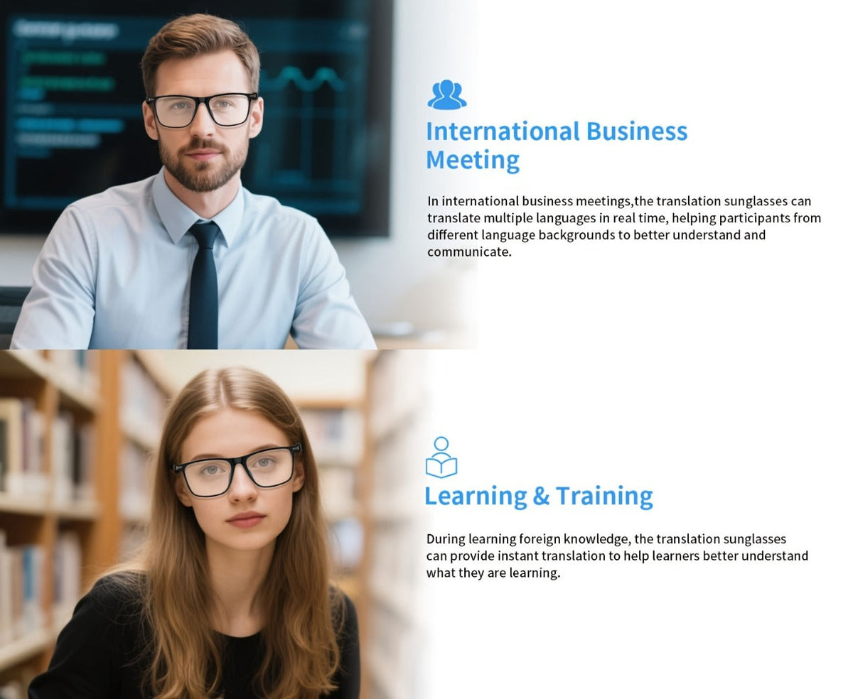 ChatGPT AI Translation Glasses with 160-Language Real-Time Translation, Photochromic Lenses, HiFi Audio & HD Calls – 19 Frame Styles, Unisex Smart Eyewear for Travel & Business