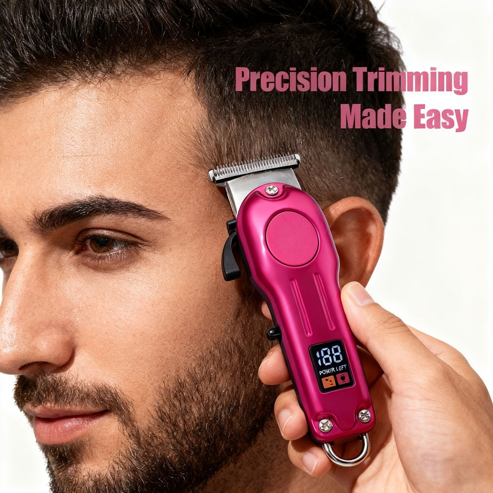 Cordless Hair Clipper Set for Men & Women — Professional Wireless Barber Clippers with T-Blade Trimmer, LED Screen, Adjustable Taper Lever, Rechargeable USB, Steel Blades, Home & Travel Grooming Kit