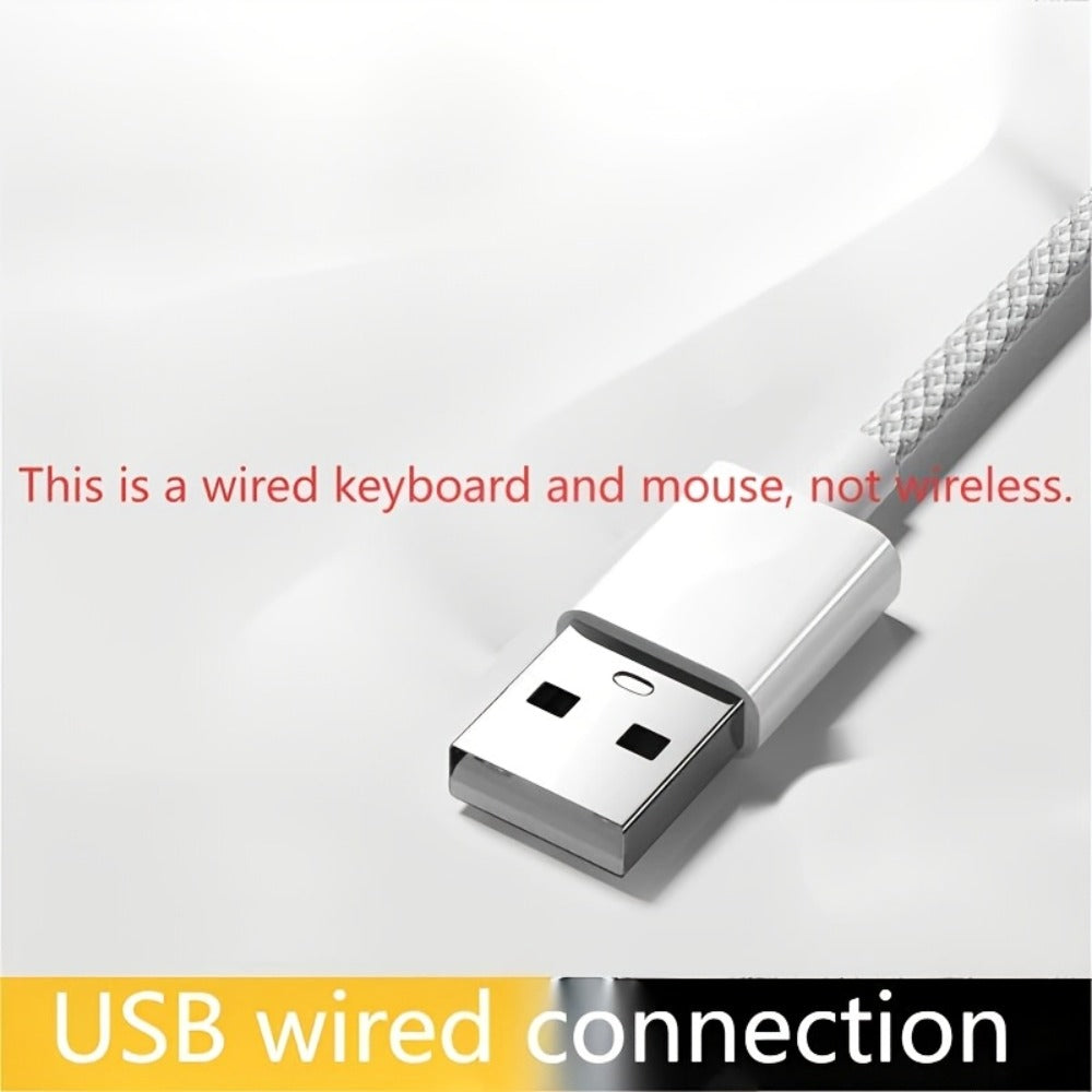 Retro Punk Keyboard and Mouse Set 104 Keys Silent Mechanical Feeling 6D Macro Mouse USB Wired Ergonomic Design for PC Laptop Desktop Gaming Office Home Creative Workstation
