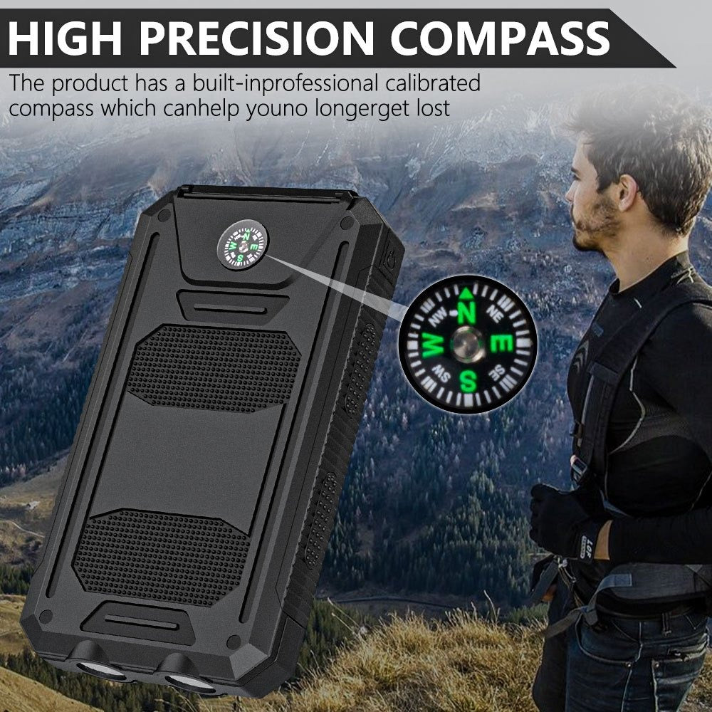 Solar Power Bank 45800mAh QC3.0 Fast Charging – Dual USB Portable Charger with LED Flashlight for Camping Hiking Travel Emergency, High Capacity Battery Pack for All Cell Phones & Devices