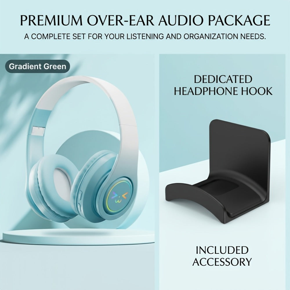 Noise Cancelling Wireless Bluetooth Headphones Over-Ear Bluetooth 5.3 Foldable Portable Headset Built-in Mic Long Battery Life for Studying Gaming Sports Travel Pink Green Blue