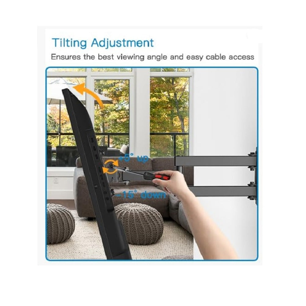 Heavy Duty TV Wall Mount 26-60 Inch Full Motion – Stainless Steel Swivel Tilt Extension Arm, VESA 400x400mm, Holds 77 lbs, Universal Fit for Samsung LG Sony TCL Vizio Hisense, Black