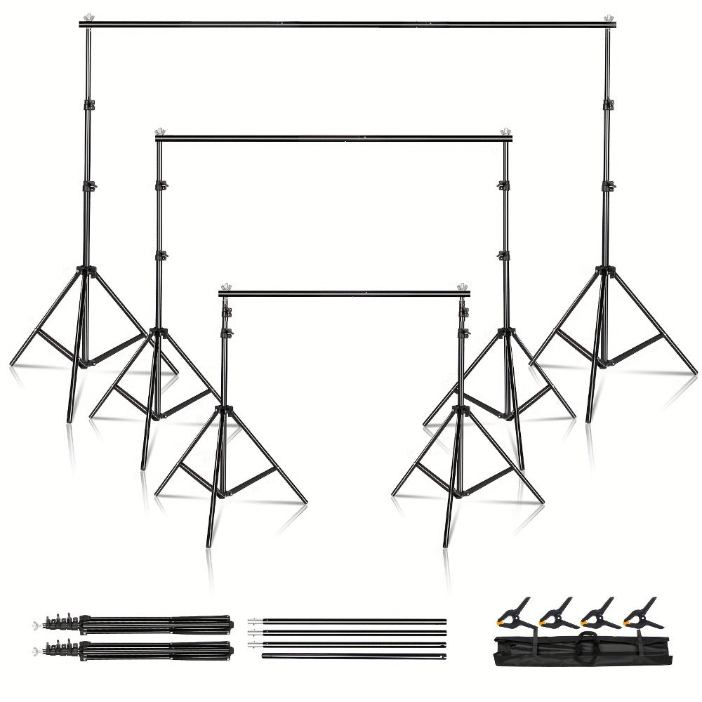 Backdrop Stand 10x7Ft Adjustable Photo Studio Background Support Kit with 4 Crossbars 4 Clamps Carry Bag for Parties Events Weddings Decoration Photography SH