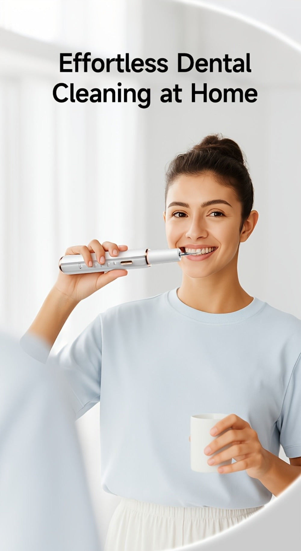 Electric Tooth Cleaner Tartar Remover Rechargeable - 5 Speed Modes, LED Light, USB Charging, 2 Replaceable Brush Heads, Dental Plaque Scraper for Teeth Whitening, Stain & Tartar Removal, Dental Mirror