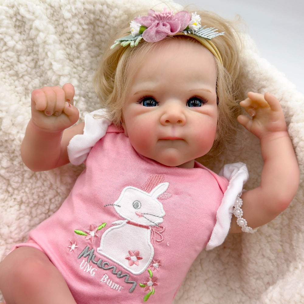 16-Inch Reborn Baby Doll with Rooted Hair and Soft Cloth Body