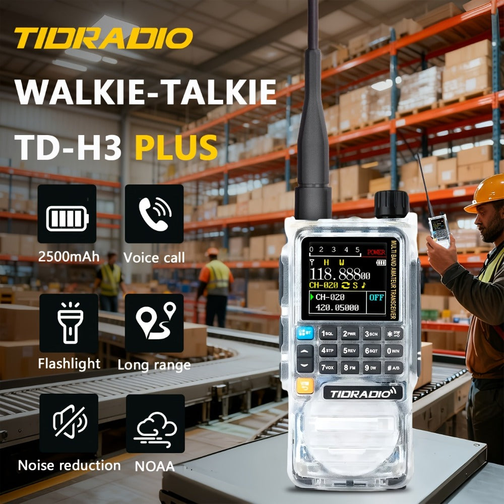 Tidradio H3 Plus Ham Radio Multi-Band Two-Way Radio, AM/FM Reception, Wireless Headset Compatible, Global Intercom via App, Long Range Walkie Talkie for Camping Emergency Outdoor Communication