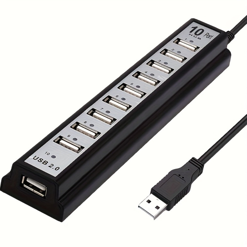 10-Port USB-A Hub with High-Speed Charging & Data Transfer – Plug and Play USB Splitter for MacBook, PC, Laptop, Desktop | 10 Device Simultaneous Connection