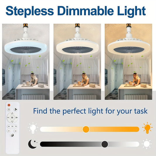 Ceiling Fan Light with E26 Base, Adjustable Joint, Remote & Dimmable LED