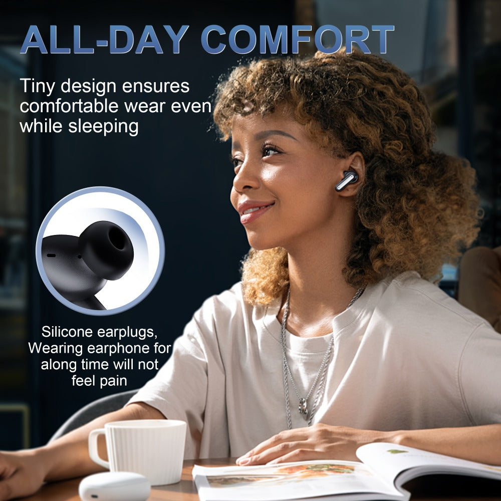 ENC Sports Wireless Earbuds ANKRIYUL Stereo Headphones Environmental Noise Cancellation Charging Case Compatible Smartphone Laptop TV Music Calls Earphones Black