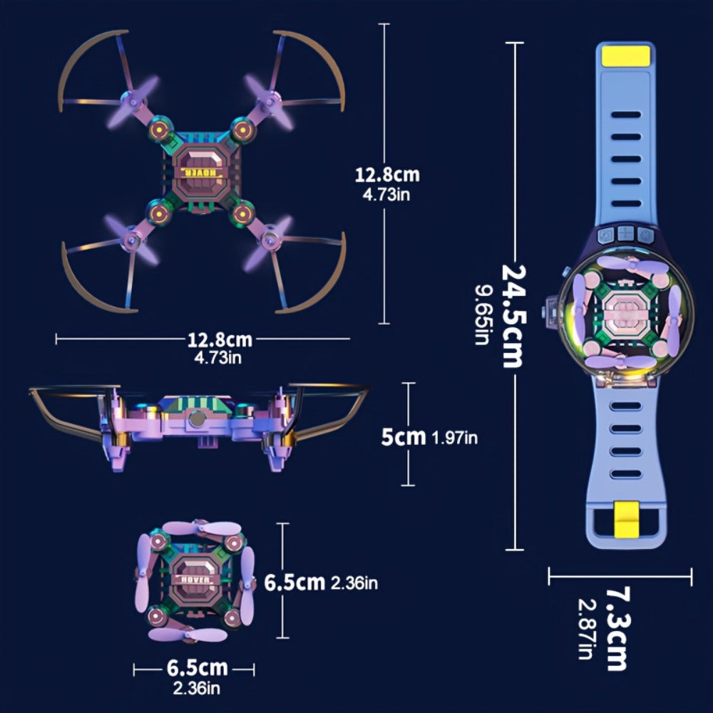 Watch Case Mini Drone for Kids with 2 Rechargeable Batteries – RC Quadcopter Stable Hover Indoor Outdoor Beginner Flying Toy Gift for Boys Girls Birthday Christmas Halloween Blue Green Black