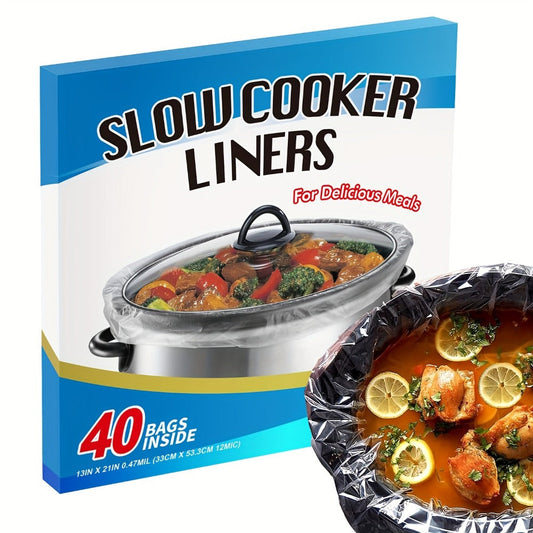 Slow Cooker Liners, 40-Pack Disposable 13 x 21-Inch Bags for 3–8 Quart Pots