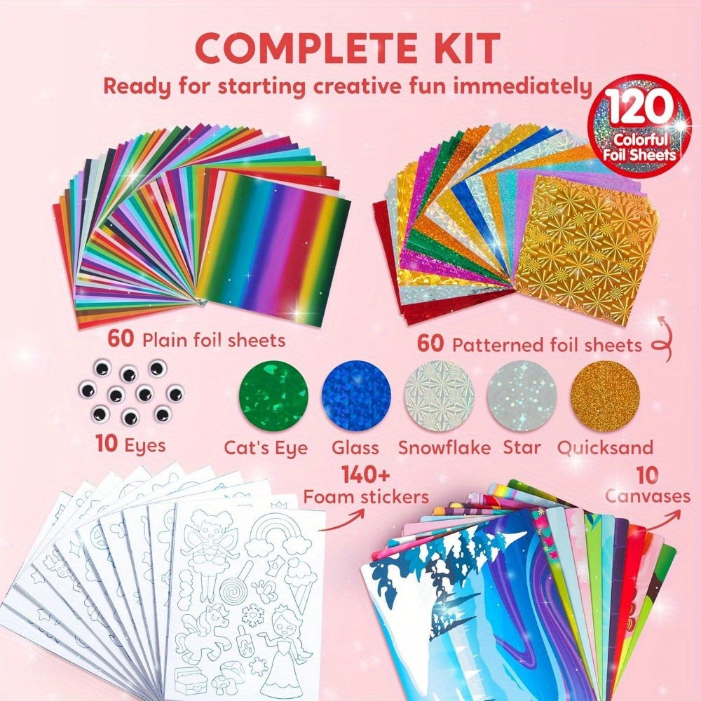 Unicorn Foil Art Craft Kit with Colorful Sheets for Creative Projects