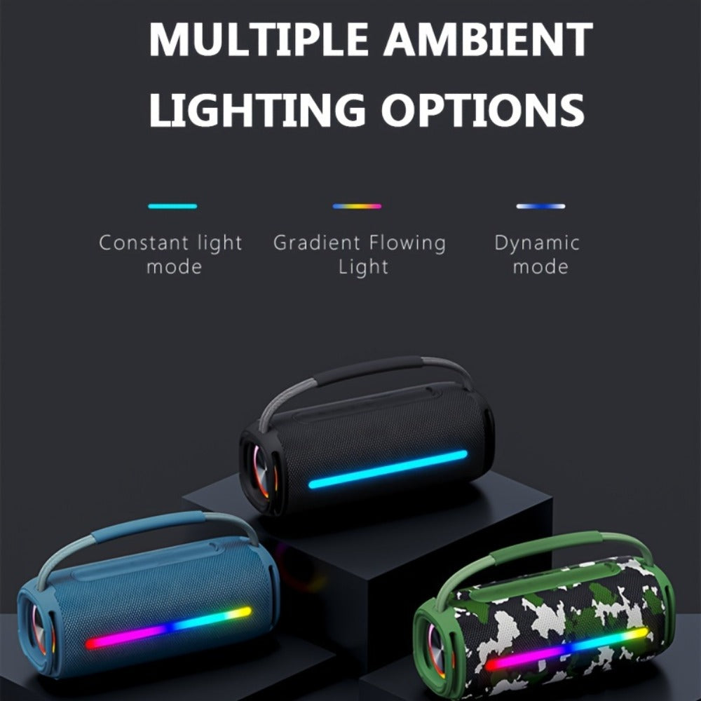 50W Portable Bluetooth Party Speaker with LED Lights, Deep Bass Wireless Speaker, FM Radio, USB Flash Drive & TF Card Playback, Loud Outdoor Speaker for Party, Camping, Home, Backyard & Events