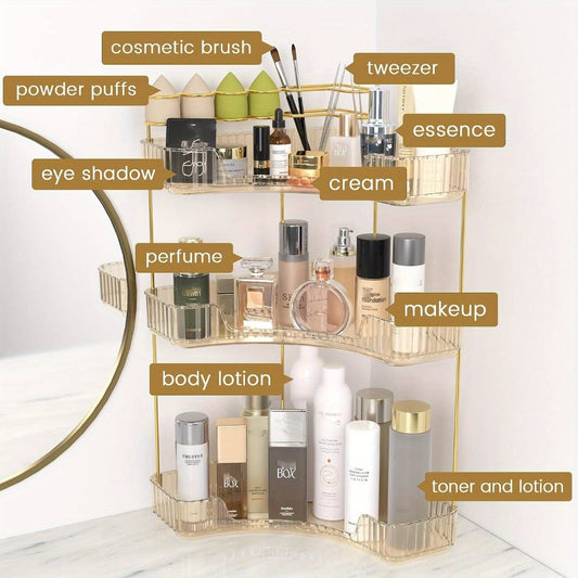 Bathroom Corner Shelf Organizer with Brush Holder, 2- and 3-Tier Options