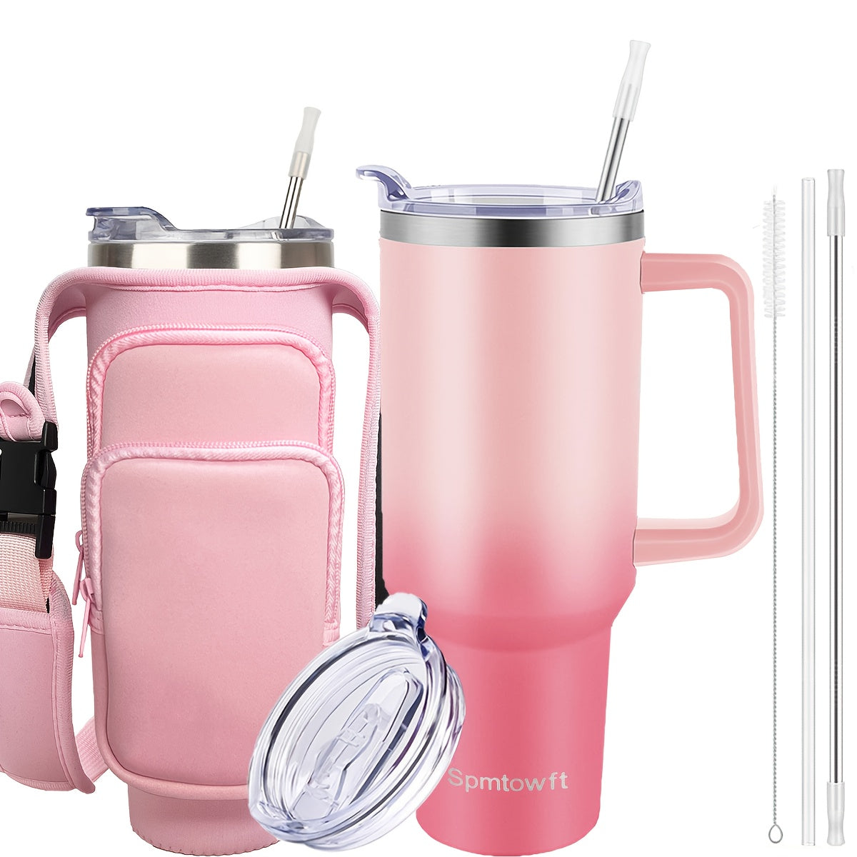 40oz Tumbler with Handle and Straw – Insulated Stainless Steel Water Bottle, Leak-Proof Lid, Cup Holder Friendly, 34H Cold / 8H Hot, Carrier Bag Included, Gift for Women & Men, 5 Colors (Sports, Gym, Travel)