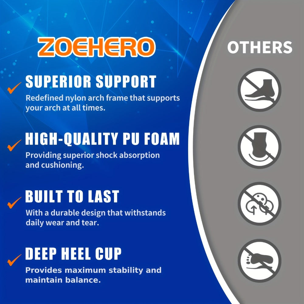 Heavy Duty Arch Support Insoles – High-Density PU Foam, Deep Heel Cup, Shock Absorbing for Work Boots, Hiking, Sports & Standing All Day | Men & Women