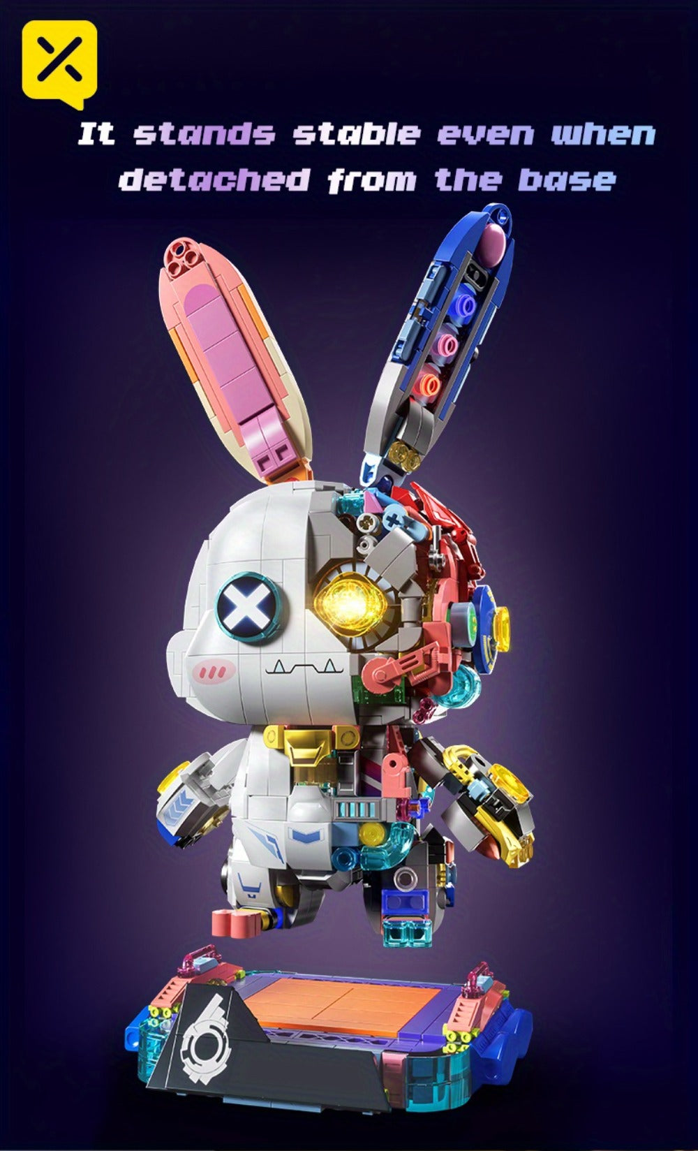 Mechanical Rabbit Building Block Display Model, Pink Punk Style