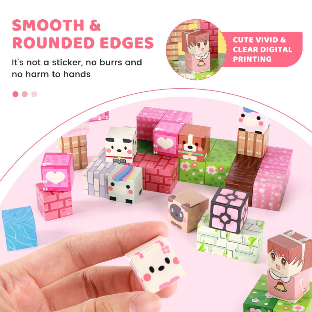 100-Piece Pink Forest Park Magnetic Building Block Set