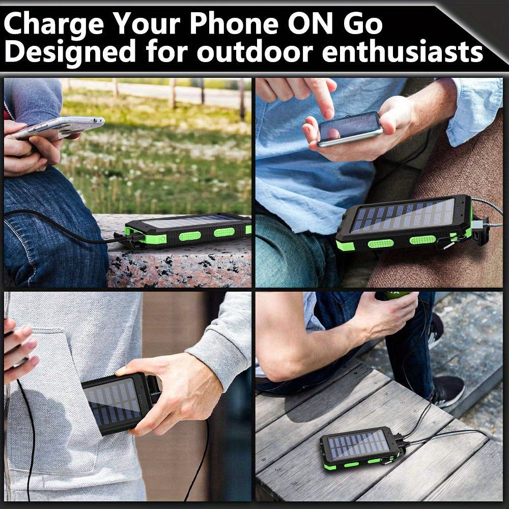 Solar Power Bank 45800mAh QC3.0 Fast Charging – Dual USB Portable Charger with LED Flashlight for Camping Hiking Travel Emergency, High Capacity Battery Pack for All Cell Phones & Devices