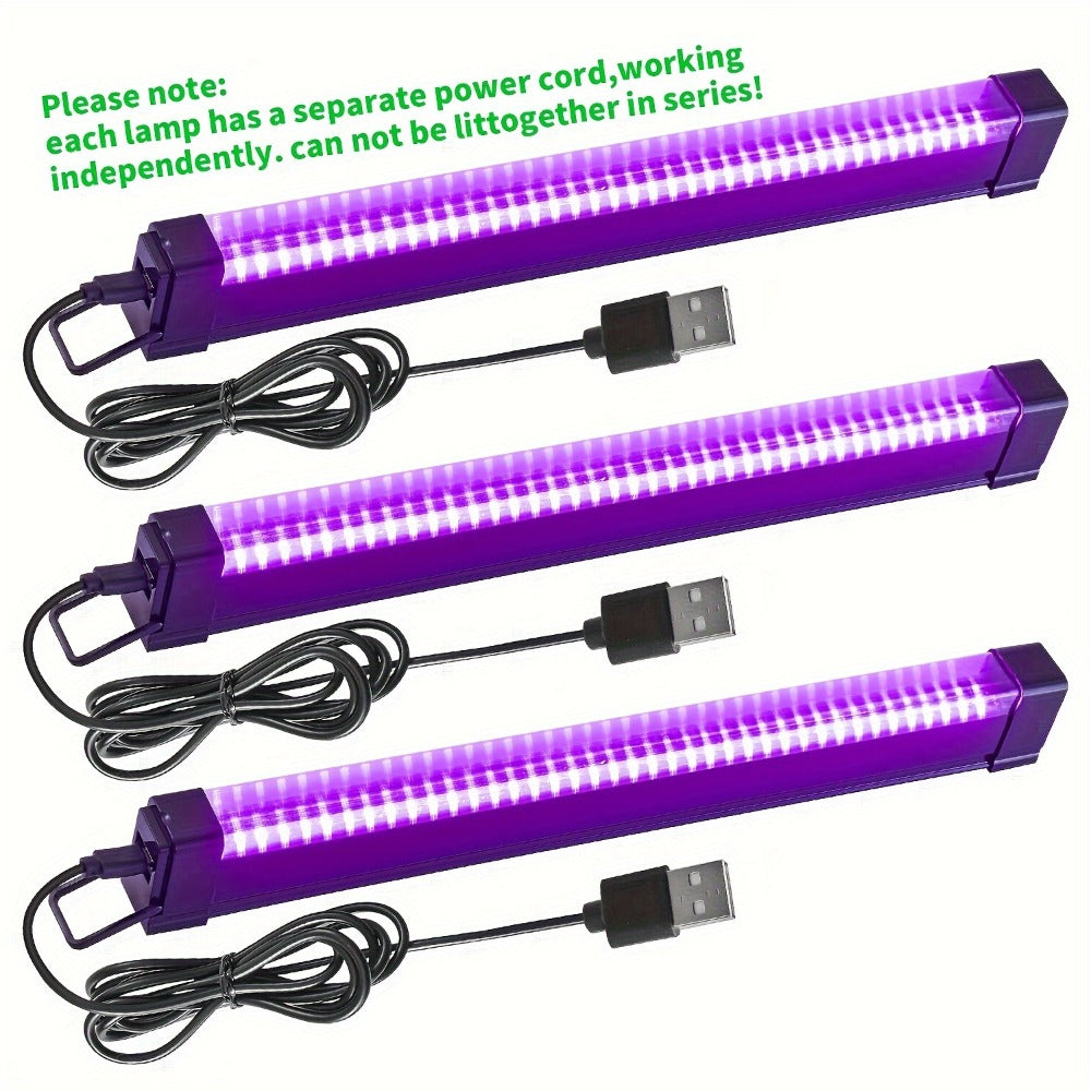 UV Black Light Strip USB LED – 32cm / 12.6ft Portable Magnetic Black Light Tube for Halloween Party, Fluorescent Tapestry, Body Paint, Posters, Christmas & Cabinet Lighting (3-Pack / 4-Pack)