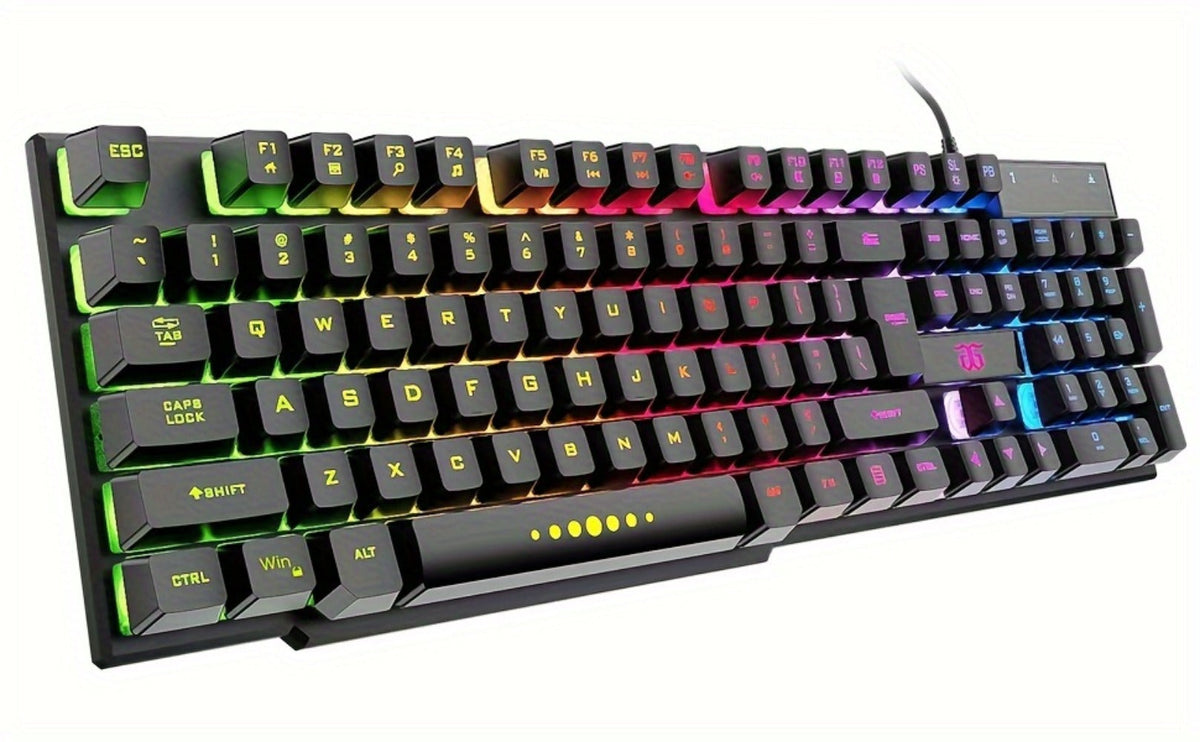 Gaming Keyboard and Mouse Combo 4-in-1 Wired Gaming Set with Headset Mouse Pad for PC Xbox PS4 Desktop Laptop RGB Bundle All-in-One Gaming Peripheral Kit for Beginners Black