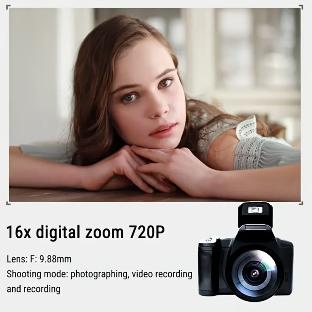 1080P Mini Vlog Camera for Beginners – 2.4" LCD, 16X Zoom, 9.88mm Wide Angle Lens, Easy-to-Use Compact Digital Camera, Travel Essential, Ideal Gift for Men Women Teens, Photography Camera