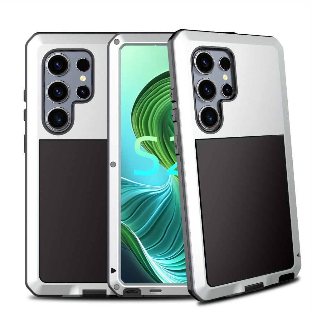 Heavy Duty Samsung Galaxy S24 Ultra Case Rugged Metal with Built-In Glass Screen Protector – Military-Grade Shockproof Dustproof Drop Protection Hard Cover, Compatible with Galaxy S23 Ultra S-Pen