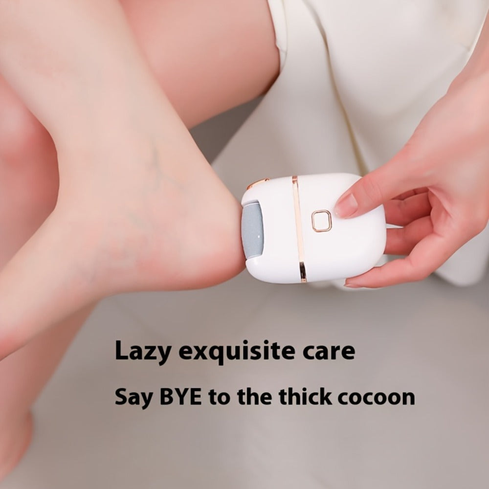Electric Foot Callus Remover Rechargeable with 2 Roller Heads - Portable Dead Skin Scrubber Pedicure Tool for Smooth Soft Feet Cracked Heel Repair Home Professional Foot Care Kit, White